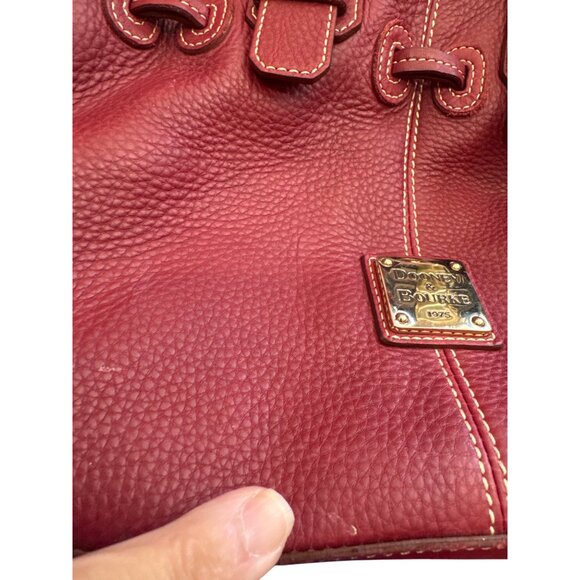 Dooney Bourke womans Red Leather Double Handle Handbag Purse SKU 8927 - Picture 11 of 16